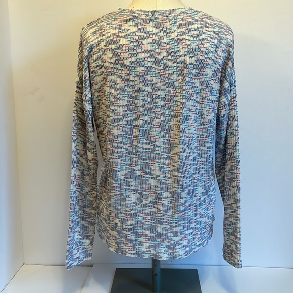 Code Mode Burgundy & Blue Multi High / Low V Neck Long Sleeve Sweater Women’s XS - Picture 6 of 11